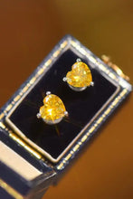 2 carat yellow heart moissanite stud earrings in platinum plating