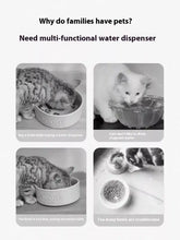 White ceramic food bowl pet with embossed food text for automatic water dispenser