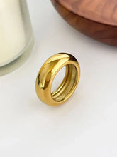 2-Piece 18K Gold-Plated Stainless Dome Band Rings Fashion Jewelry