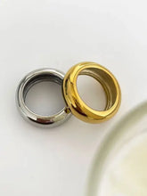 2-Piece 18K Gold-Plated Stainless Dome Band Rings Fashion Jewelry