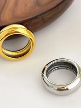 2-Piece 18K Gold-Plated Stainless Dome Band Rings Fashion Jewelry
