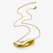 18K gold-plated stainless steel necklace with bean-shaped pendant