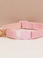Weiches rosa 2-teiliges Haustierhalsband mit Schleife, Glocke und Schnalle