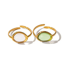 2 Piece Resin Oval Adjustable Ring Fashion Jewelry