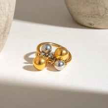 2-Piece Two-Tone Bubble Cluster Ring Fashion Jewelry