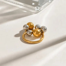 2-Piece Two-Tone Bubble Cluster Ring Fashion Jewelry