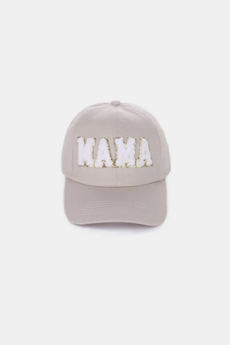 MAMA Chenille Patch Baseball Cap Ash Mocha One Size