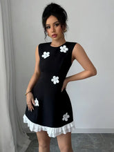 Flower Round Neck Sleeveless Dress Casual Dresses