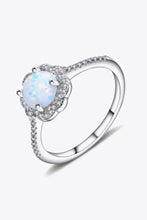 Platinum-Plated 4-Prong Opal Ring Silver Rings