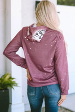 Leopard Long Sleeve Drawstring Hoodie Woman Sweatshirts