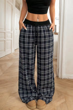 Plaid Wide Leg Pants Black