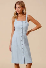 SO ME Button Down Pocket Front Pinafore Dress LT DENIM Casual Dresses