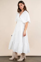 VERY J Mineral Washed Elastic Neck Detail Midi Dress Casual Dresses