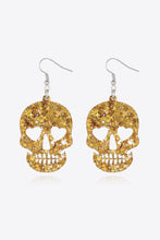 Acrylic Skull Drop Earrings Gold One Size