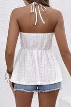 Halter Neck Lace Trim Peplum Tank Top
