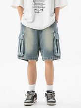 Men's Full Size Washed Cargo Denim Shorts Plus Size