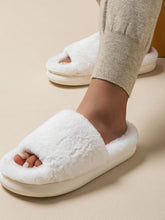 Fluffy Open Toe Comfort Slippers White