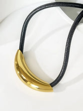 18K Gold-Plated Curved Tube Leather Rope Necklace