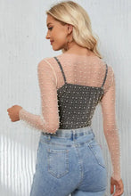 Pearl Langarm-Mesh-Cropped-Top Damenblusen