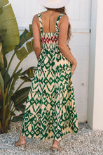 Western Aztec Shirred A-line Sleeveless Maxi Dress
