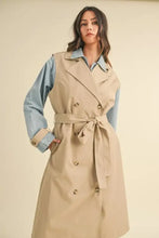 MABLE Layered Look Trench Coat With Denim Jacket Taupe Woman Outerwear