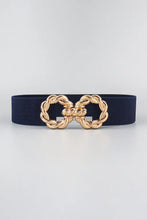 Zinc Alloy Buckle Elastic Belt Dark Blue One Size Belts