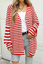 Angel Wings Striped Button Up Long Sleeve Cardigan Deep Red
