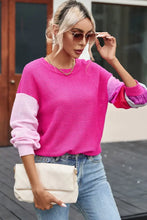 Color Block Waffle-Knit Blouse Woman Blouses