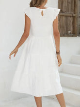 Ruffled Round Neck Cap Sleeve Dress Casual Dresses