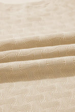 Beige textured crew neck cap sleeve slim top with wave pattern