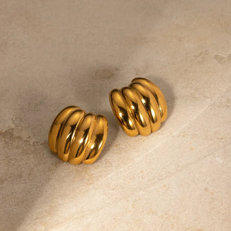 Stainless Steel Geometric Stud Earrings Gold One Size