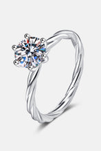 1 Carat Moissanite 6-Prong Twisted Ring Silver
