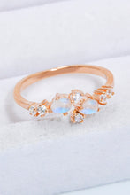 Natural Moonstone and Zircon Open Ring Rose Gold One Size