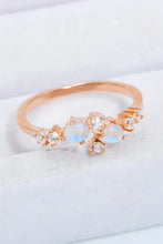 Natural Moonstone and Zircon Open Ring Rose Gold One Size Rings