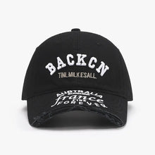 Letter Embroidered Cotton Baseball Cap Black One Size