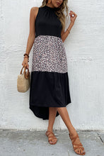 Perfee Leopard Contrast Sleeveless Maxi Dress Black Leopard
