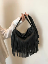 Fringe Solid Color Shoulder Bag Black One Size Shoulder Bags