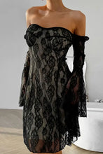 Lace Sweetheart Neck Flare Sleeve Mini Dress Woman Casual Dress