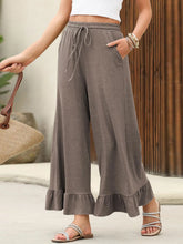 Ruffled Wide Leg Pants Taupe