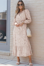 Printed Tie Front Ruffle Hem Dress Woman Maxi Dress