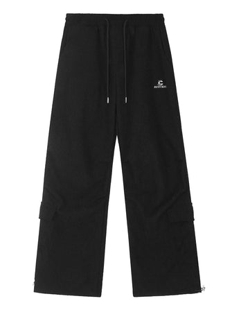 Men's Wide Leg Drawstring Pants Black