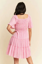 Davi & Dani Jacquard Checker Smocking Tiered Dress Casual Dresses