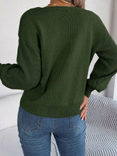 Square Neck Mixed Knit Sweater Sweater Pullovers