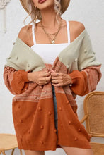 Pompom Color Block Open Front Cardigan Woman Outerwear