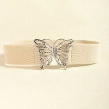 Butterfly Alloy Buckle Elastic Belt Light Yellow One Size Belts