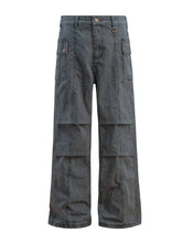 Men's Casual Cargo Wide Leg Pants with Multi-Pockets Dark Gray