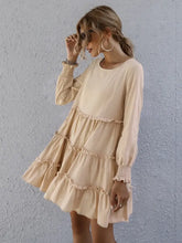 Frill Tiered Long Sleeve Mini Dress Casual Dresses