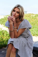 Davi & Dani Jacquard V-Neck Flutter Cap Sleeve Tiered Dress Casual Dresses