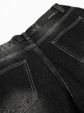 Men's Distressed Camo Panel Denim Shorts Denim Shorts