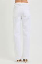 White denim wide baggy pants with a straight-leg cut and minimalist design from risen full size high rise collection